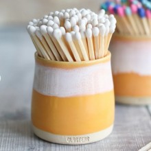 Ceramic Handmade Drippy Matchpot - Spring yellow